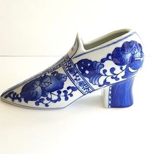 Ceramic Shoe Decorative Blue White